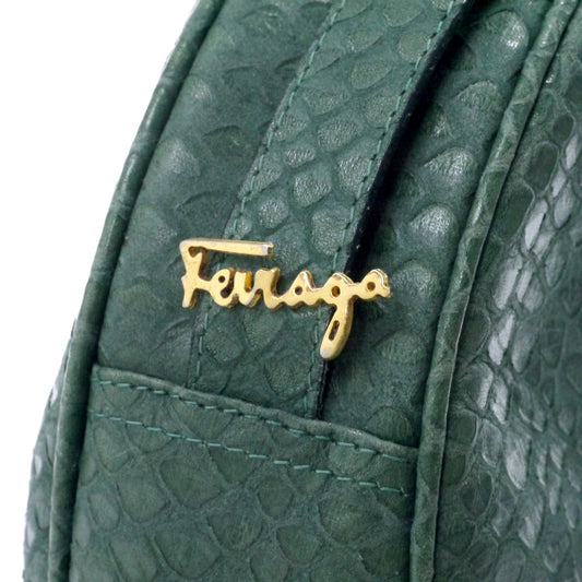 Salvatore Ferragamo　レア！パイソン半円ショルダー（深緑）