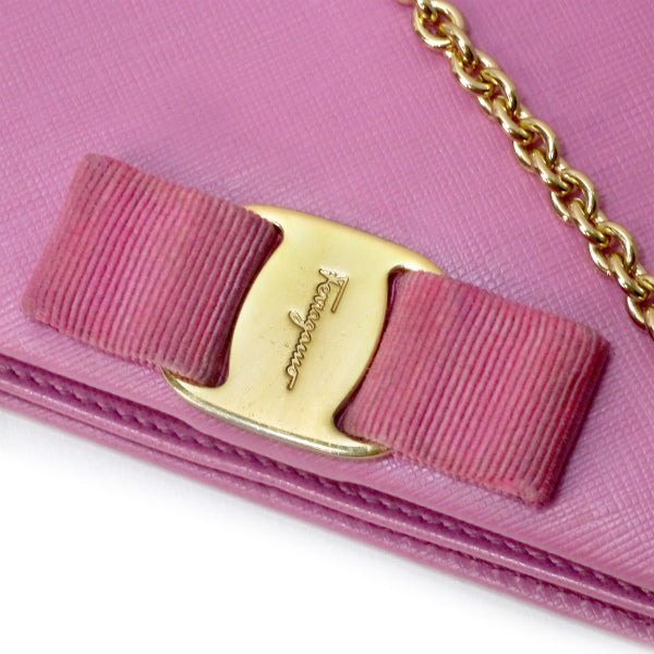 Salvatore Ferragamo Varaリボンチェーンウォレット（ピンク