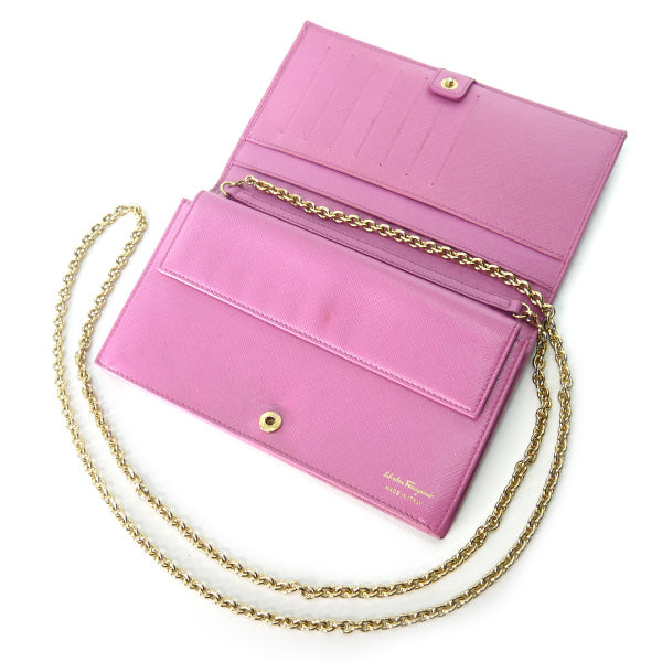 Salvatore Ferragamo  Varaリボンチェーンウォレット（ピンク）
