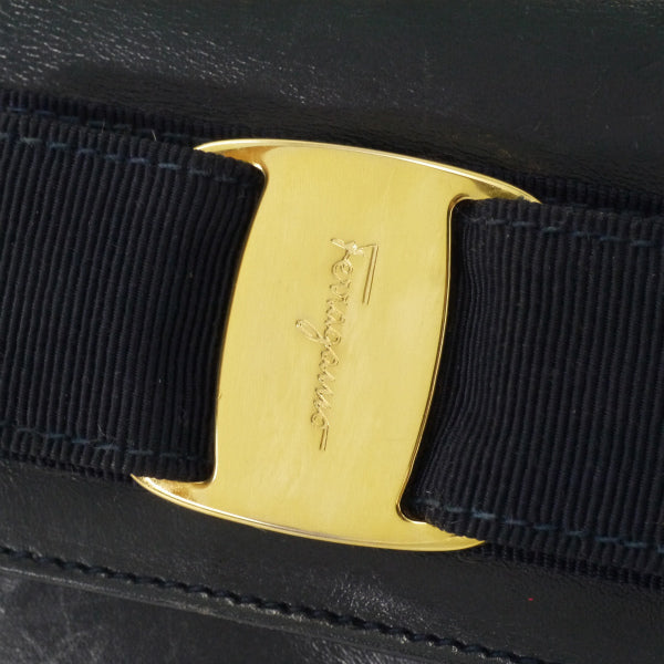 Salvatore Ferragamo  Varaリボン総革3wayミニチェーンバッグ（濃紺）