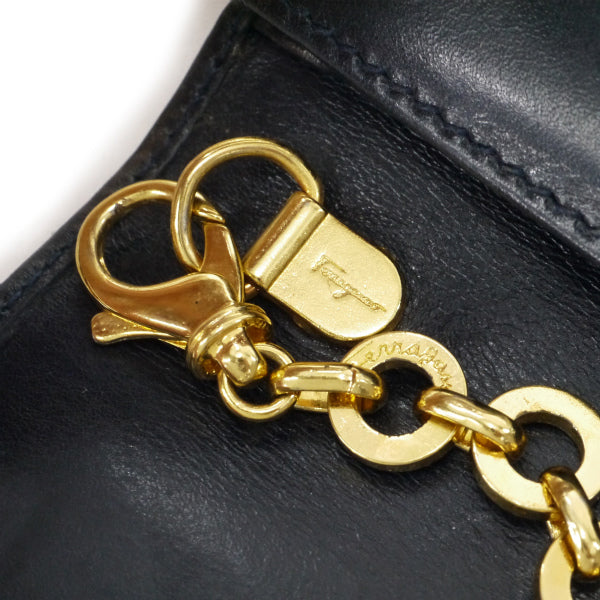 Salvatore Ferragamo  Varaリボン総革3wayミニチェーンバッグ（濃紺）