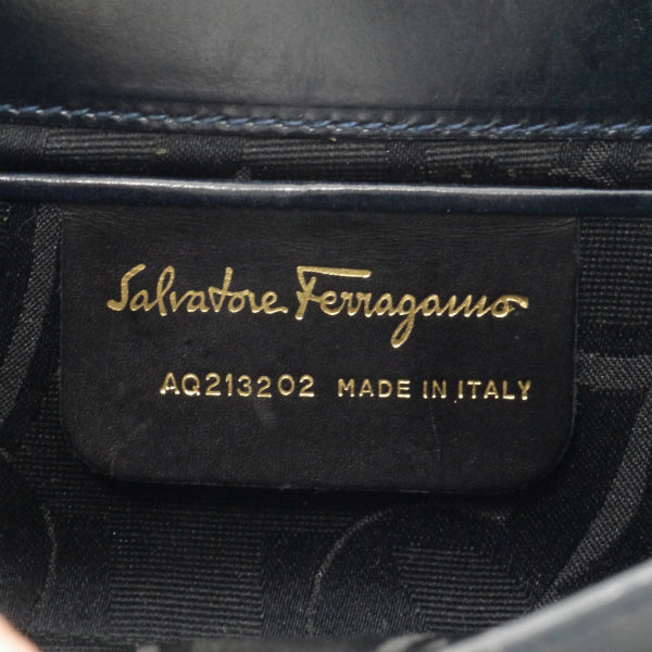 Salvatore Ferragamo  Varaリボン総革3wayミニチェーンバッグ（濃紺）