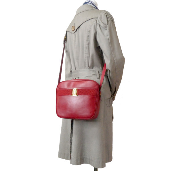 Salvatore Ferragamo ヴァラ ハンドバッグ レザー レッド Salvatore Ferragamo フェラガモ バッグ ヴァラ 2WAYバッグ レッド