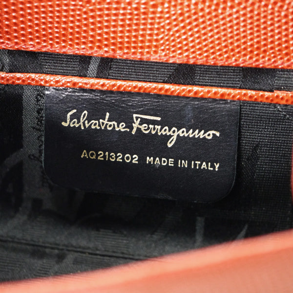 Salvatore Ferragamo Varaリザード総革3wayミニチェーンバッグ（朱色）