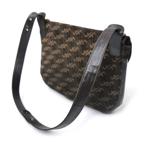 Salvatore Ferragamo  ガンチーニFF柄ショルダー（濃茶/スエード）