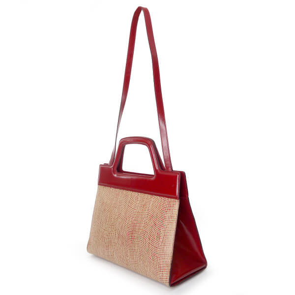 Salvatore Ferragamo  ガンチーニ留め具ショルダー付ハンドバッグ（赤）