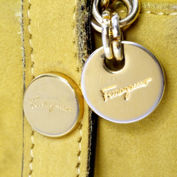 Salvatore Ferragamo  Varaリボン ポシェットバッグ（黄/ヌバック）