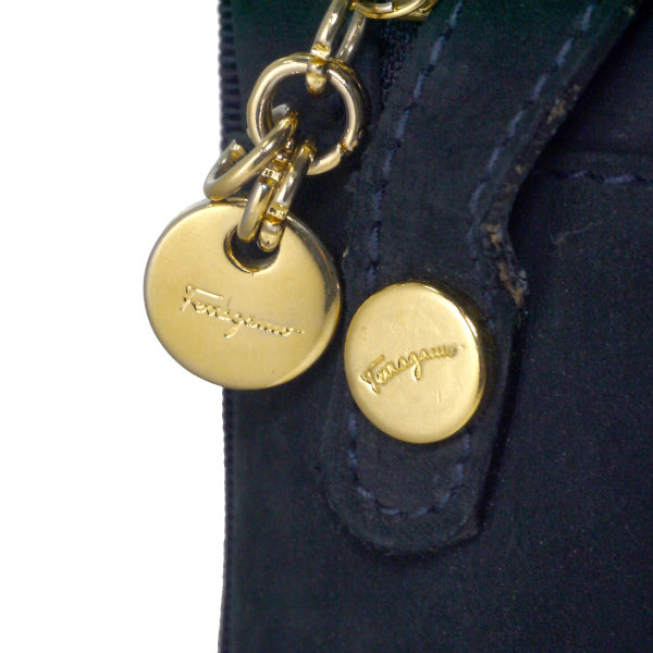 Salvatore Ferragamo  Varaリボン ミニポシェット（紺/ヌバック）