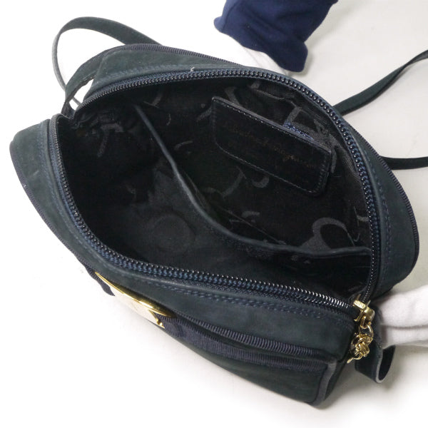 Salvatore Ferragamo  Varaリボン ミニポシェット（紺/ヌバック）