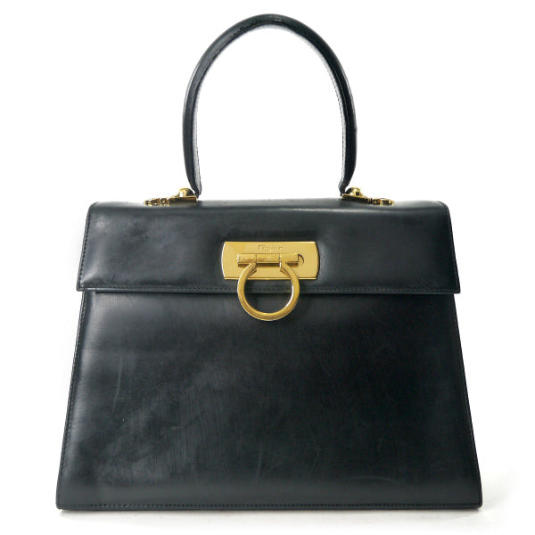 Salvatore Ferragamo  ガンチーニ留め具2WAYハンドバッグ（黒）