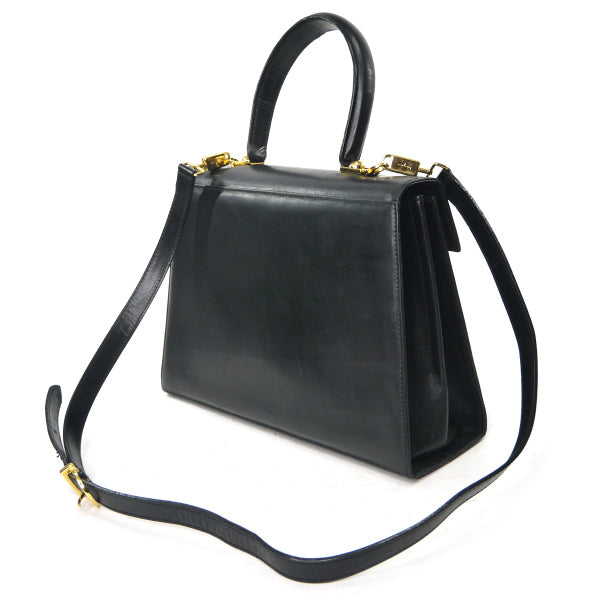 Salvatore Ferragamo  ガンチーニ留め具2WAYハンドバッグ（黒）