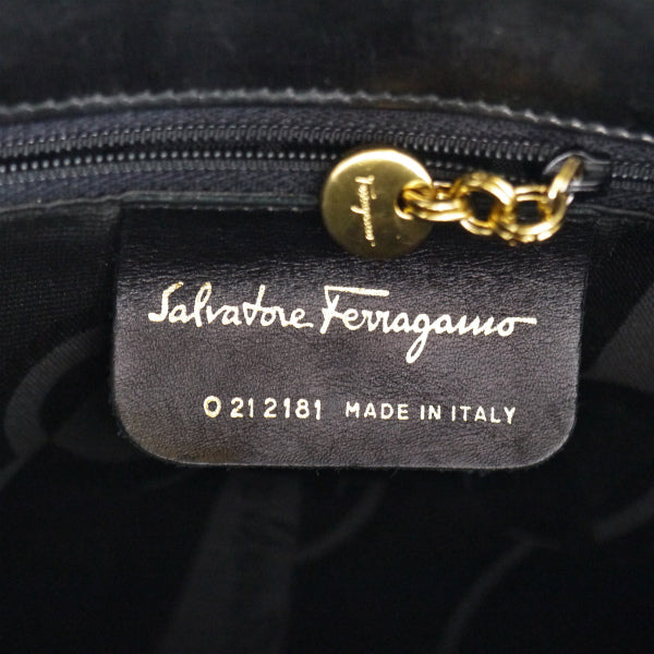 Salvatore Ferragamo  ガンチーニ留め具2WAYハンドバッグ（黒）