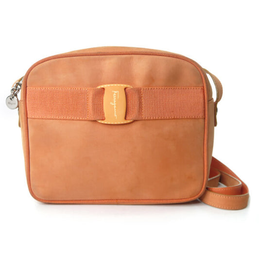 Salvatore Ferragamo  レア!!Varaリボン ミニポシェット（オレンジ/ヌバック）