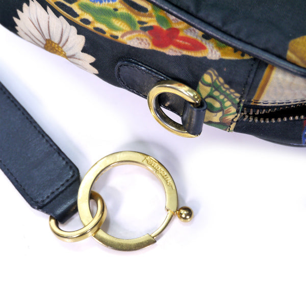 Salvatore Ferragamo パンプス・蝶・花柄ショルダー(黒)