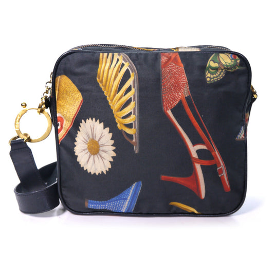 Salvatore Ferragamo パンプス・蝶・花柄ショルダー(黒)