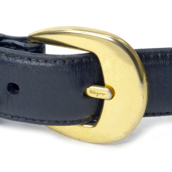 Salvatore Ferragamo ミニVaraリボン レザーベルト（黒）