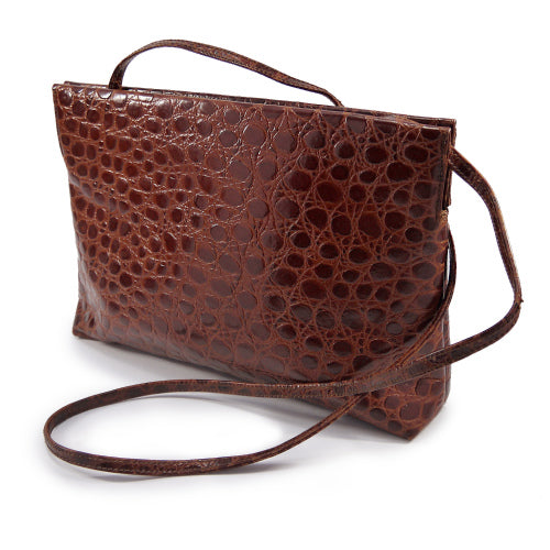 Salvatore Ferragamo Varaクロコ型押しショルダー(茶)