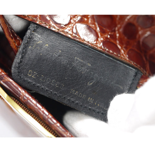 Salvatore Ferragamo Varaクロコ型押しショルダー(茶)