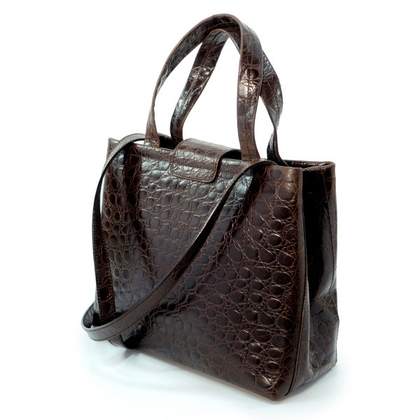 Salvatore Ferragamo Varaクロコ型押し2WAYバッグ(濃茶)