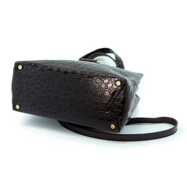 Salvatore Ferragamo Varaクロコ型押し2WAYバッグ(濃茶)