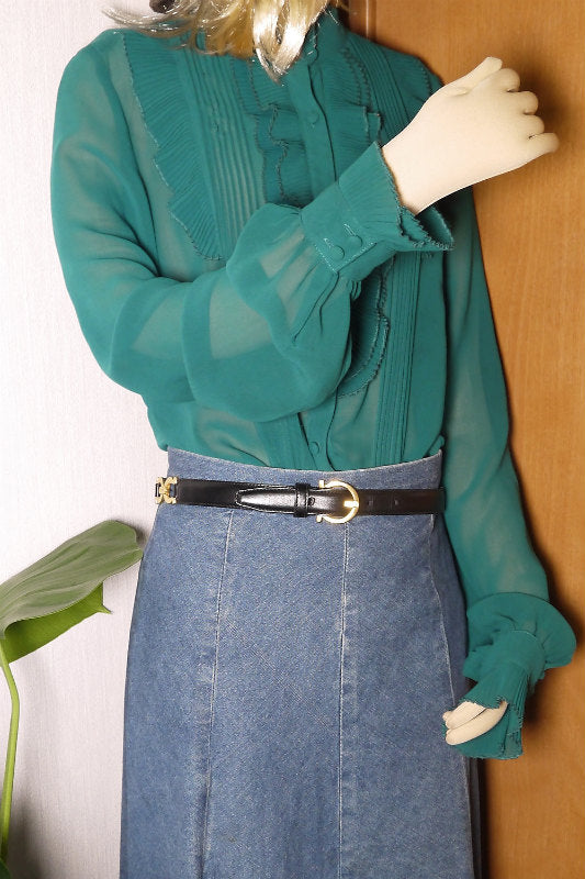 Ferragamo  ガンチーニ レザー細ベルト（黒）