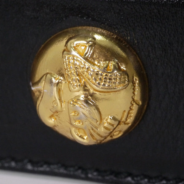 Salvatore Ferragamo ヒールスタッズ金具レザーベルト（黒）