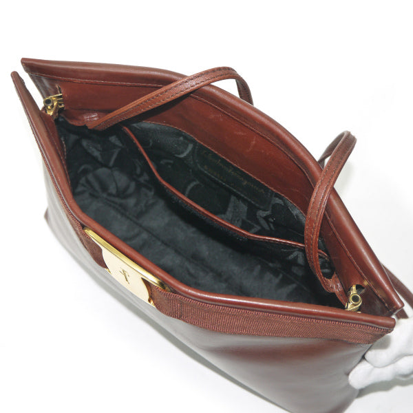 Salvatore Ferragamo Vara総革2WAYショルダー（茶）