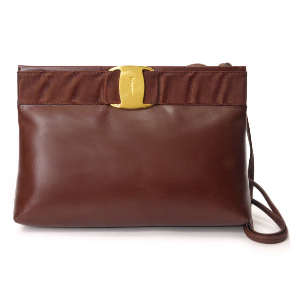 Salvatore Ferragamo Vara総革2WAYショルダー（茶）