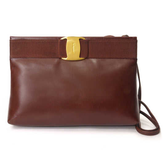 Salvatore Ferragamo Vara総革2WAYショルダー（茶）