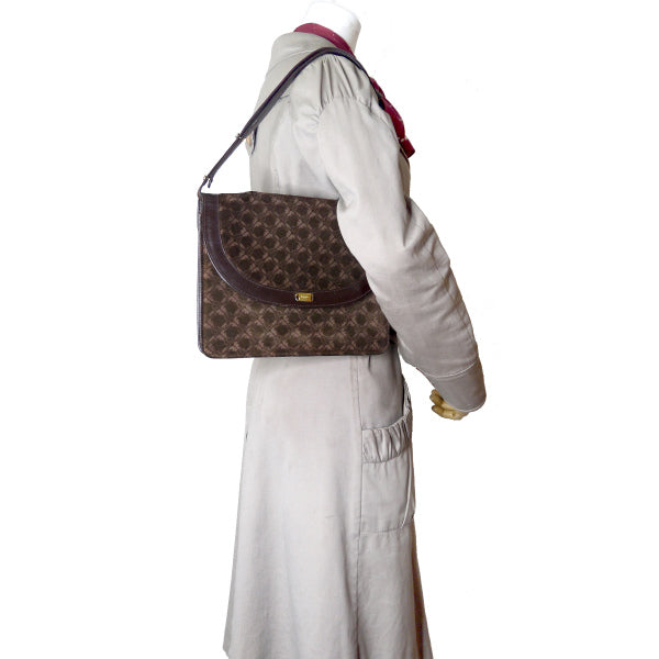 Salvatore Ferragamo レア!!FF柄2WAYスエードショルダー（濃茶