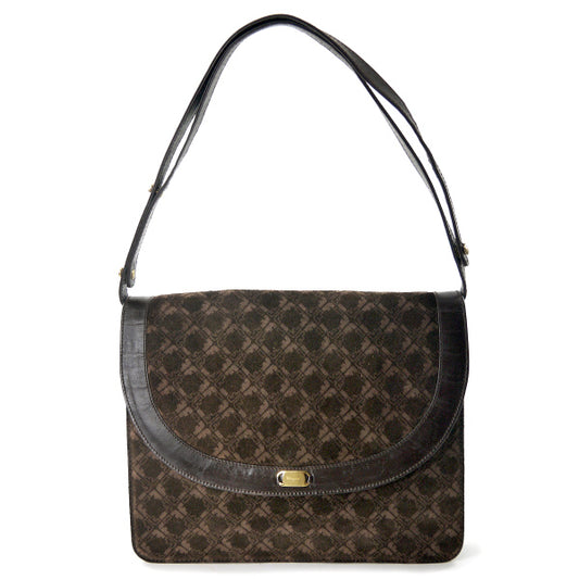 Salvatore Ferragamo  レア!!FF柄2WAYスエードショルダー（濃茶）