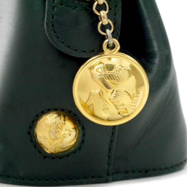 Salvatore Ferragamo  ヒールスタッズ総革2WAYミニバッグ（濃緑）