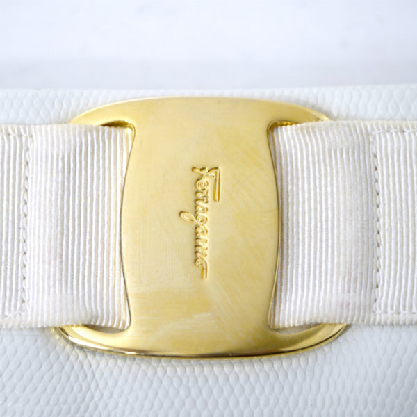 Salvatore Ferragamo Varaリザード2WAYショルダー（白）