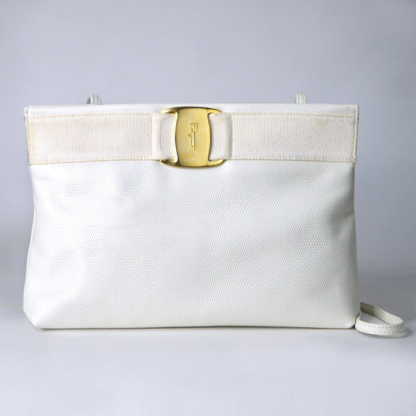 Salvatore Ferragamo Varaリザード2WAYショルダー（白）