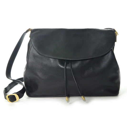 Salvatore Ferragamo  総革ラウンドフラップショルダー（黒）