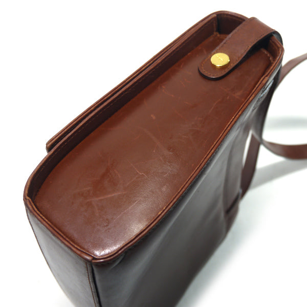 Salvatore Ferragamo  ガンチーニ×リザードライン総革ショルダー（茶）