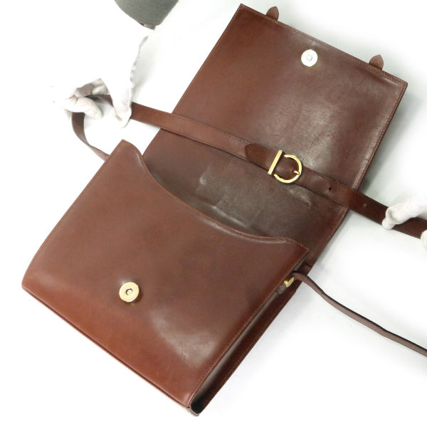 Salvatore Ferragamo  ガンチーニ×リザードライン総革ショルダー（茶）