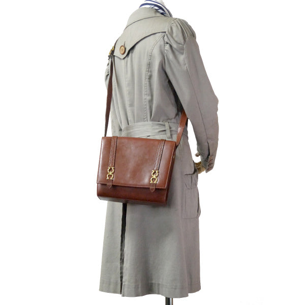 Salvatore Ferragamo  ガンチーニ×リザードライン総革ショルダー（茶）