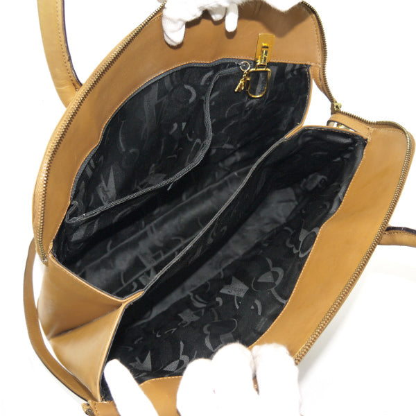 Salvatore Ferragamo  ヒールスタッズ本革ショルダー付ブリーフケース（茶）