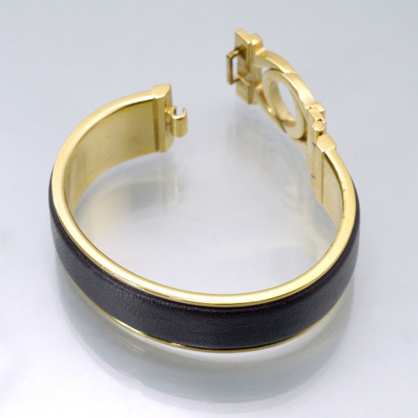 Salvatore Ferragamo ガンチーニ ゴールド×レザーバングル（濃茶）