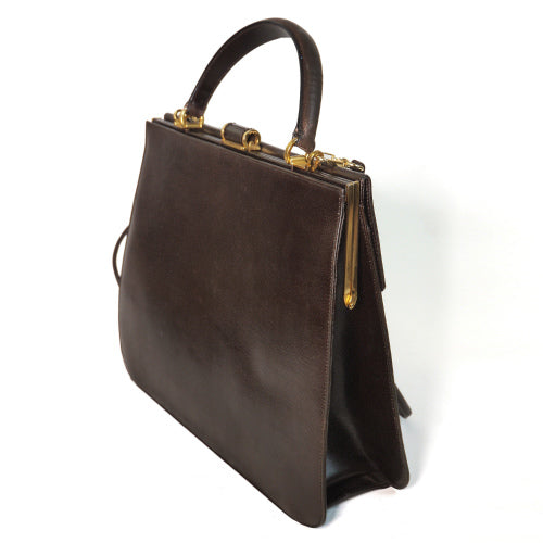 Salvatore Ferragamo　総皮ブリーフバッグ(濃茶)