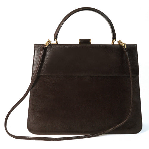 Salvatore Ferragamo　総皮ブリーフバッグ(濃茶)