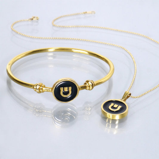 Salvatore Ferragamo ガンチーニ ネックレス&ブレスレット（黒）