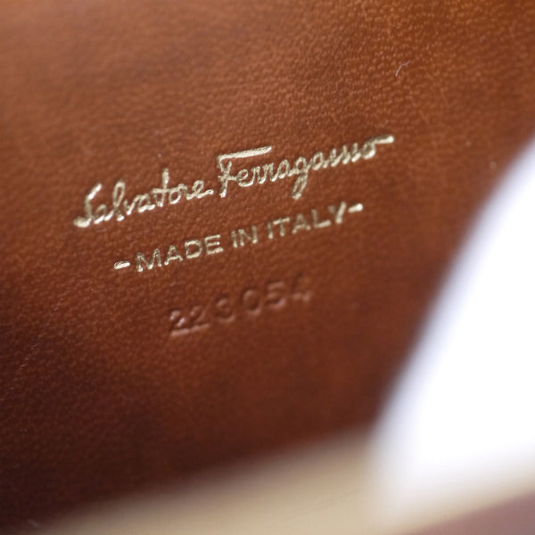 Salvatore Ferragamo  Varaリザードがま口チェーンミニバッグ（茶）