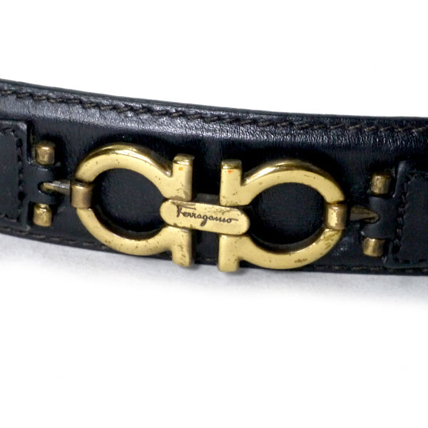 Ferragamo ガンチーニ レザーベルト（黒） – Vintage Shop Rococo
