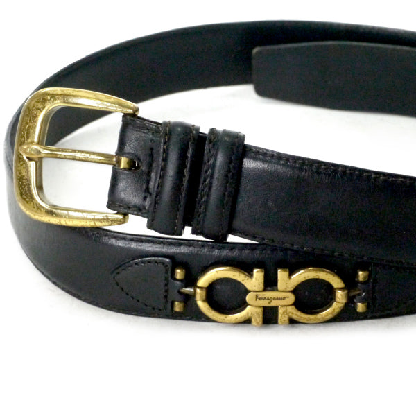 Ferragamo  ガンチーニ レザーベルト（黒）