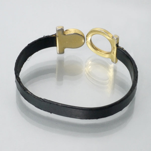 Salvatore Ferragamo ガンチーニ カラーストーンレザーバングル（緑/黒）