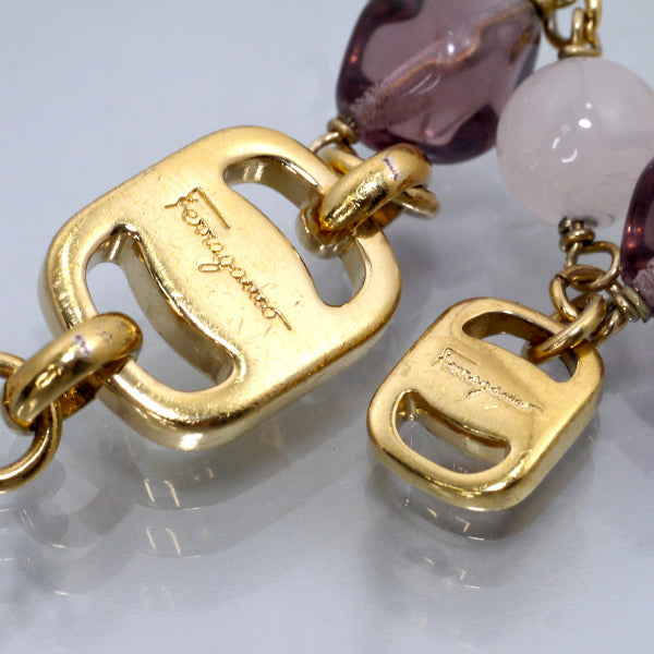 Salvatore Ferragamo Varaリボン×天然石ブレスレット（ゴールド）