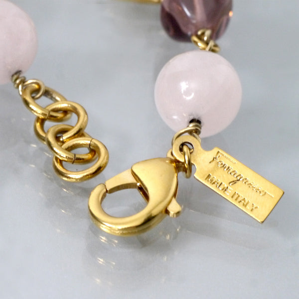 Salvatore Ferragamo Varaリボン×天然石ブレスレット（ゴールド）