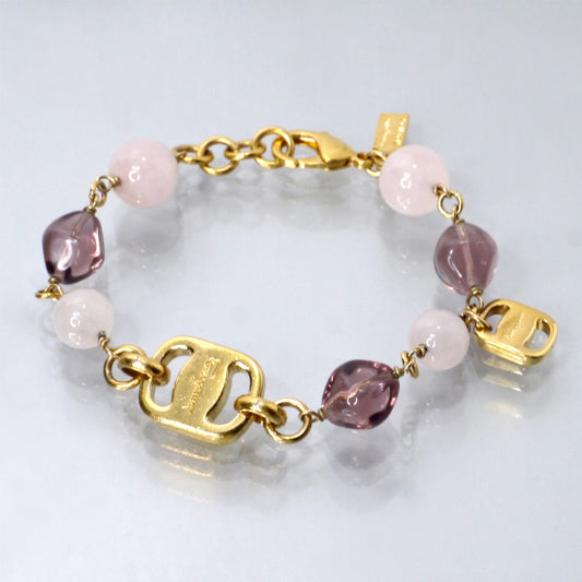 Salvatore Ferragamo Varaリボン×天然石ブレスレット（ゴールド）